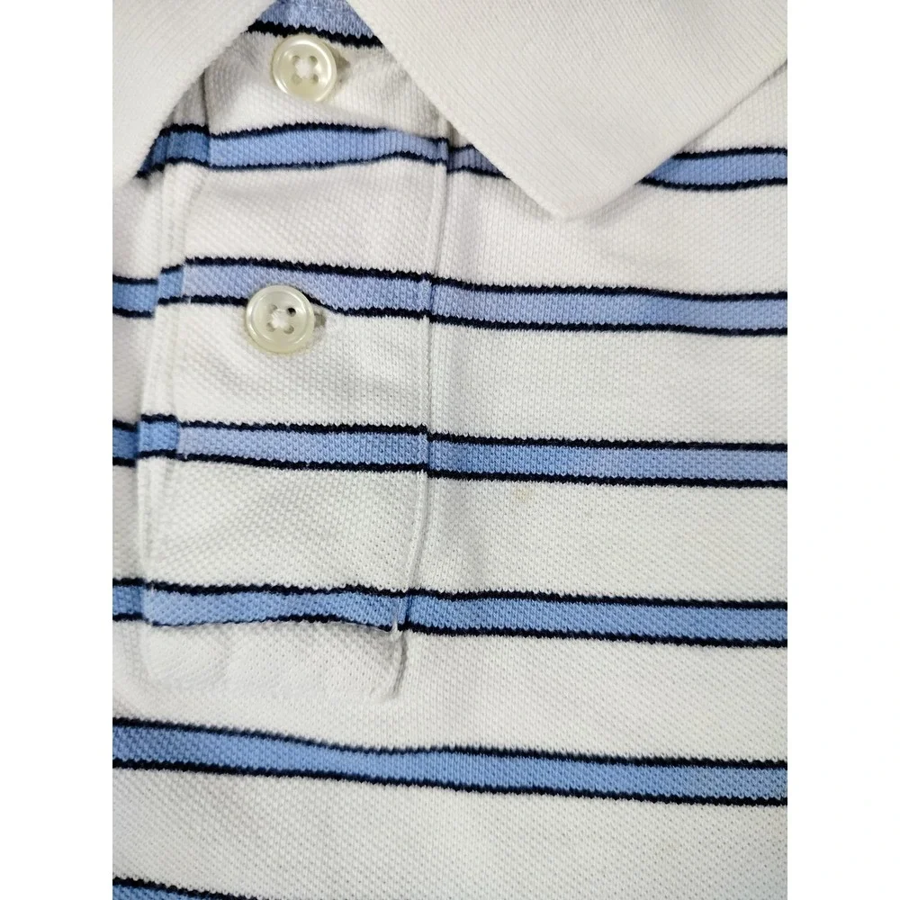Vintage Polo By Ralph Lauren Polo Shirt Mens XL White Blue Stripe Pony Preppy